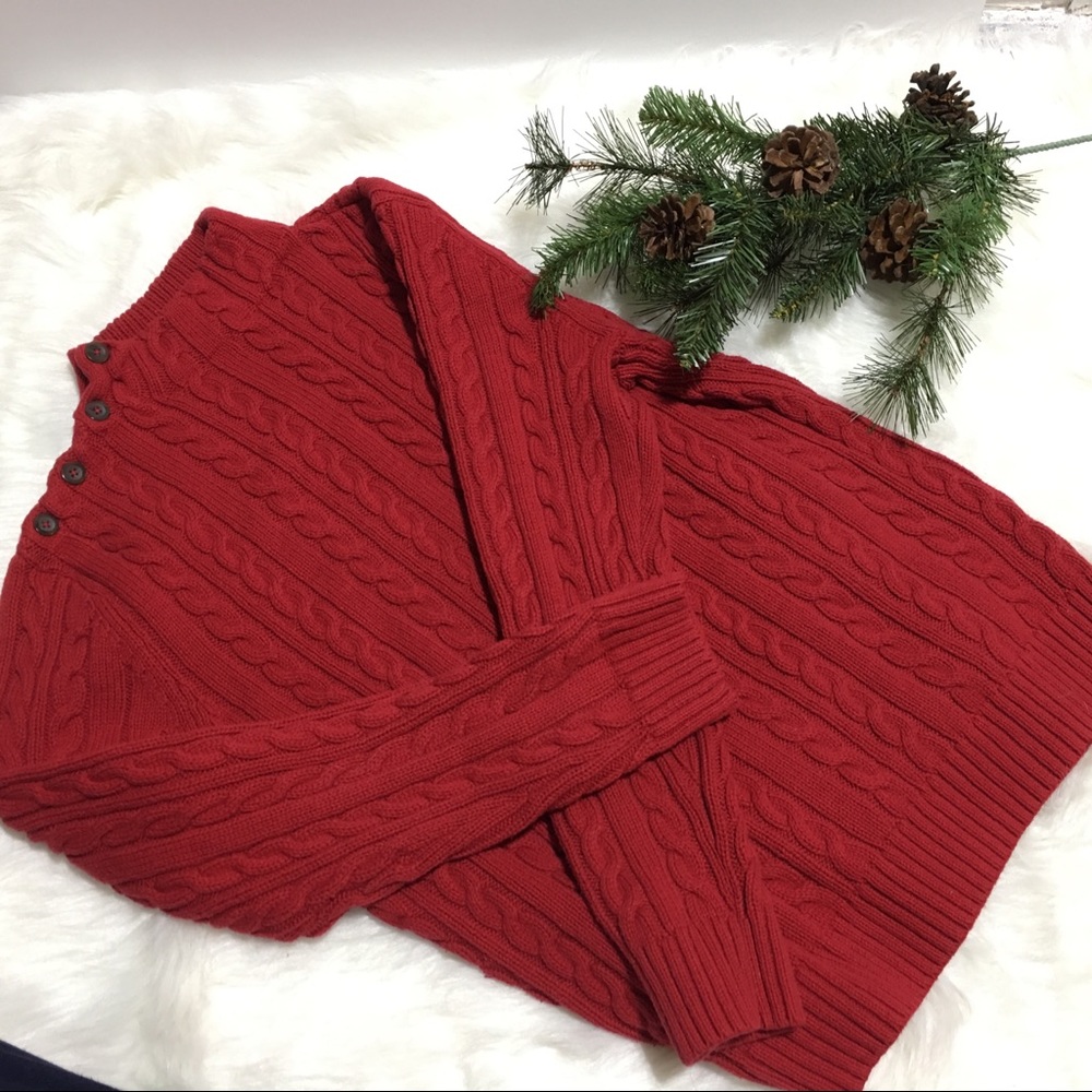 Croft & Barrow Red Cable Knit Sweater Size XL